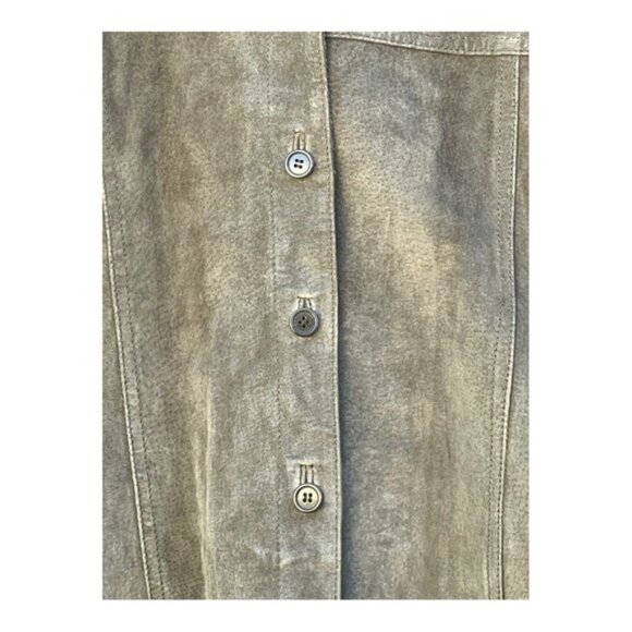 A.M. I. Vintage Women's Green Leather Shacket Button Down Shirt Sz Large - Picture 8 of 12